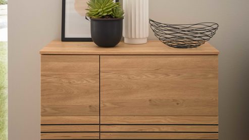 Wohnwand Interliving aus Holz in Holzfarben Interliving Wohnzimmer Serie 2032 - Wohnwand EB34501 Risseiche - Länge ca. 345 cm