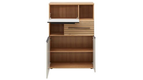 Wohnwand Interliving aus Holz in Beige Interliving Wohnzimmer Serie 2032 - Wohnwand Sandbeige & Risseiche - Länge ca. 315 cm