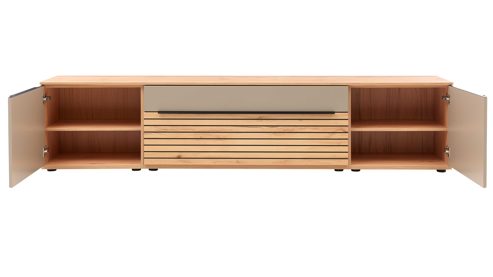 Wohnwand Interliving aus Holz in Grau Interliving Wohnzimmer Serie 2032 - Wohnwand Grau & Risseiche- Länge ca. 270 cm