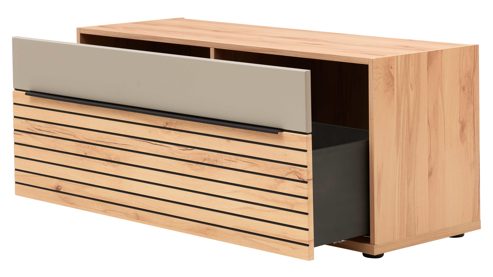 Wohnwand Interliving aus Holz in Grau Interliving Wohnzimmer Serie 2032 - Wohnwand EB27001 Grau & Risseiche- Länge ca. 270 cm