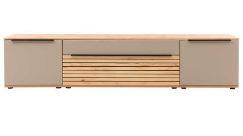 Wohnwand Interliving aus Holz in Grau Interliving Wohnzimmer Serie 2032 - Wohnwand Grau & Risseiche- Länge ca. 270 cm