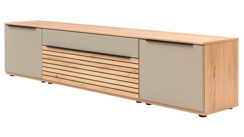 Wohnwand Interliving aus Holz in Grau Interliving Wohnzimmer Serie 2032 - Wohnwand Grau & Risseiche- Länge ca. 270 cm