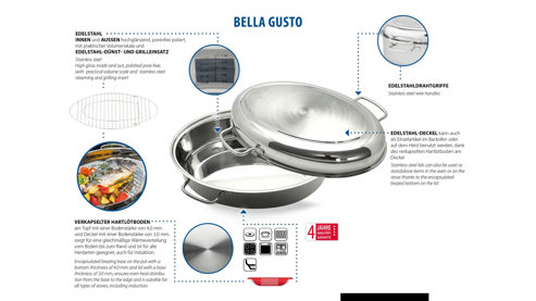 Bräter Elo® aus Metall in Metallfarben ELO® Bräter Bella Gusto Edelstahl – ca. 28 x 38 cm