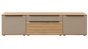 Wohnwand Interliving aus Holz in Grau Interliving Wohnzimmer Serie 2032 - Wohnwand Grau & Risseiche - Länge ca. 315 cm