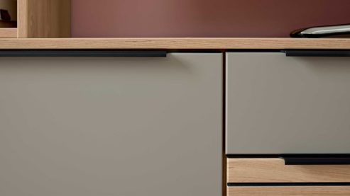 Wohnwand Interliving aus Holz in Grau Interliving Wohnzimmer Serie 2032 - Wohnwand EB31503 Grau & Risseiche - Länge ca. 315 cm