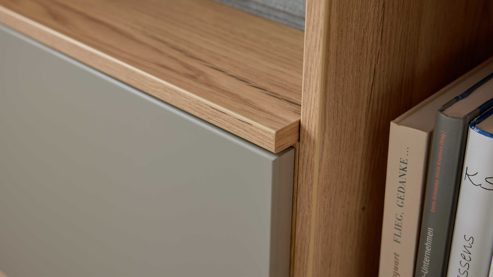 Wohnwand Interliving aus Holz in Grau Interliving Wohnzimmer Serie 2032 - Wohnwand EB31503 Grau & Risseiche - Länge ca. 315 cm