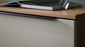 Lowboard Interliving aus Holz in Beige Interliving Wohnzimmer Serie 2032 - Lowboard Sandbeige & Balkenbuche - dreiteilig, Länge ca. 210 cm