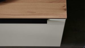 Lowboard Interliving aus Holz in Beige Interliving Wohnzimmer Serie 2032 - Lowboard LT21062 Sandbeige & Balkenbuche - dreiteilig, Länge ca. 210 cm