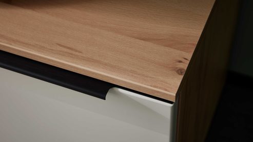 Lowboard Interliving aus Holz in Beige Interliving Wohnzimmer Serie 2032 - Lowboard LT21062 Sandbeige & Balkenbuche - dreiteilig, Länge ca. 210 cm