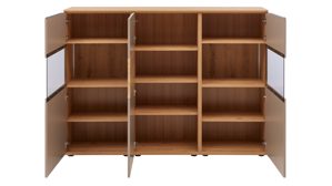 Highboard Interliving aus Holz in Grau Interliving Wohnzimmer Serie 2032 - Highboard Grau & Risseiche - drei Türen, Breite ca. 180 cm