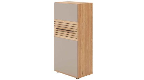 Highboard Interliving aus Holz in Grau Interliving Wohnzimmer Serie 2032 - Highboard B18070 Grau & Risseiche - drei Türen, Breite ca. 180 cm