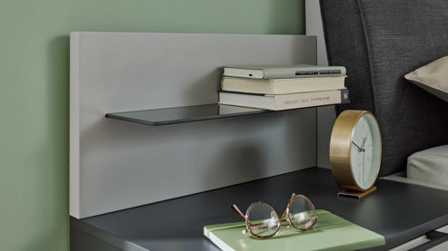 Paneel Interliving aus Holz in Hellgrau Interliving Schlafzimmer Serie 1207 – Paneel 30426 rechts, Breite ca. 46 cm - Satingrau