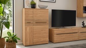 Highboard Interliving aus Holz in Holzfarben Interliving Wohnzimmer Serie 2032 - Highboard Risseiche - zwei Türen, Breite ca. 90 cm