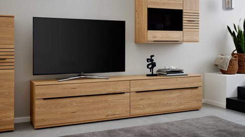 Wohnwand Interliving aus Holz in Holzfarben Interliving Wohnzimmer Serie 2032 - Wohnwand EB34501 Risseiche - Länge ca. 345 cm