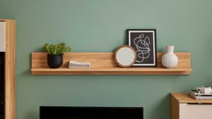 Wandregal Interliving aus Holz in Holzfarben Interliving Wohnzimmer Serie 2032 - Wandboard Risseiche - Länge ca. 180 cm