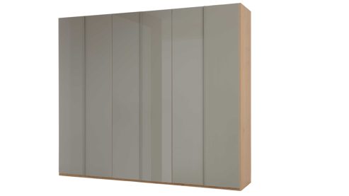 Kleiderschrank Interliving aus Holz in Holzfarben Interliving Schlafzimmer Serie 1210 – Kleiderschrank 98300 Taupe & Balkeneiche - sechs Türen, Breite ca. 299 cm