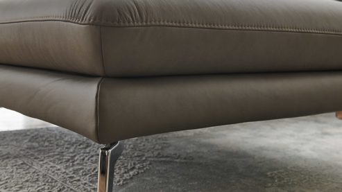 Ecksofa modulmaster aus Leder in Grau Modulmaster MM-PN1184 - Wohnlandschaft steingraues Leder Vivre & glänzende Metallfüße - Stellfläche ca. 333 x 208 cm