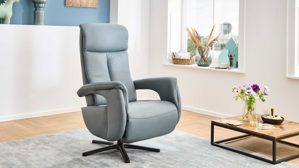 Relaxsessel modulmaster aus Leder in Hellblau Modulmaster MM-PN1062 - Relaxsessel 1DRF stahlfarbenes Leder Vivre & Sternfuß V1S