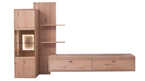 Wohnwand PARTNERRING COLLECTION aus Holz in Holzfarben Wohnwand Freeport Balkeneiche & Schwarz - dreiteilig, Breite ca. 300 cm