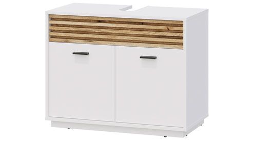 Waschbeckenunterschrank Bega bbk aus Holz in Weiß Waschbeckenunterschrank Weiß & Evoke Eiche – ca. 80 x 64 cm