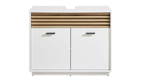 Waschbeckenunterschrank Bega bbk aus Holz in Weiß Waschbeckenunterschrank Weiß & Evoke Eiche – ca. 80 x 64 cm