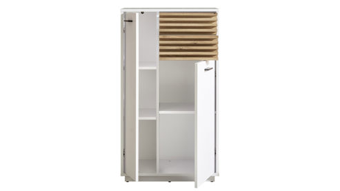 Unterschrank Bega bbk aus Holz in Weiß Badezimmer-Highboard Weiß & Evoke Eiche – ca. 60 x 106 cm