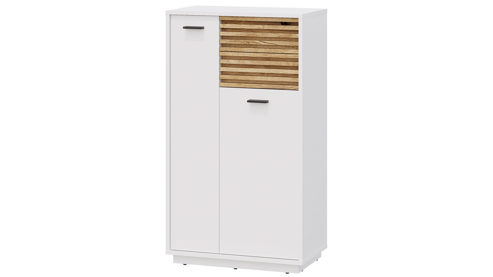 Unterschrank Bega bbk aus Holz in Weiß Badezimmer-Highboard Weiß & Evoke Eiche – ca. 60 x 106 cm