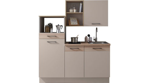 Küchenzeile Bega bbk aus Holz in Hellbraun Pantryküche Kaschmir & Riva Eiche – ca. 165 x 210 cm