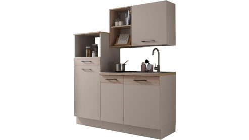 Küchenzeile Bega bbk aus Holz in Hellbraun Pantryküche Kaschmir & Riva Eiche – ca. 165 x 210 cm