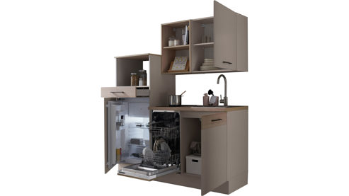 Küchenzeile Bega bbk aus Holz in Hellbraun Pantryküche Kaschmir & Riva Eiche – ca. 165 x 210 cm