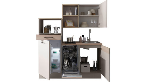 Küchenzeile Bega bbk aus Holz in Hellbraun Pantryküche Kaschmir & Riva Eiche – ca. 165 x 210 cm