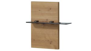 Möbelbeleuchtung Interliving aus Holz in Holzfarben Interliving Schlafzimmer Serie 1034 – Bettgestell mit Nachtkonsolen und Beleuchtung champagnerfarbenes Glas & Eiche Bianco - Liegefläche ca. 180 x 200 cm