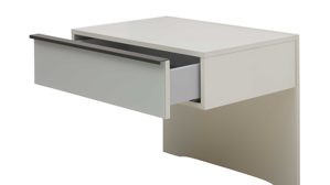 Möbelbeleuchtung Interliving aus Holz in Dunkelgrau Interliving Schlafzimmer Serie 1033 – Bettgestell mit Konsolen und Licht lavafarbenes Kunstleder, weißes Glas & Holz - Liegefläche ca. 180 x 200 cm