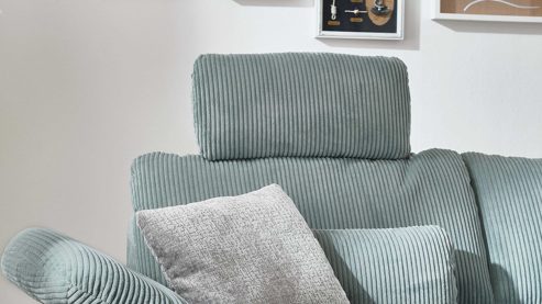 Kopfstütze Megapol aus Stoff in Hellblau Polsterprogramm VS-MP1028 - Kopfstütze aquafarbener Cord - Länge ca. 52 cm