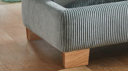 Funktionshocker Megapol aus Stoff in Hellblau Polsterprogramm VS-MP1028 - XXL-Funktions-Hocker aquafarbener Cordbezug & Holzfüße - ca. 135 x 63 cm