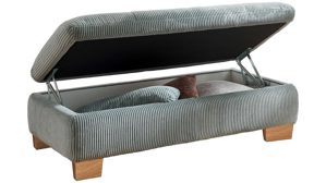 Funktionshocker Megapol aus Stoff in Hellblau Polsterprogramm VS-MP1028 - XXL-Funktions-Hocker aquafarbener Cordbezug & Holzfüße - ca. 135 x 63 cm