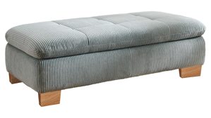 Polsterhocker Megapol aus Stoff in Hellblau Polsterprogramm VS-MP1028 - XXL-Hocker aquafarbener Cordbezug & Buchenholzfüße - ca. 135 x 63 cm