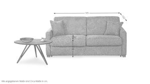 Schlafsofa Matex aus Stoff in Beige Funktionssofa beiger Flockbezug & wengefarbige Holzfüße - Breite ca. 185 cm