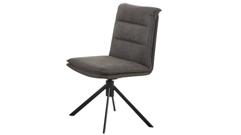 Vierfußstuhl WOODS & TRENDS aus Stoff in Grau WOODS & TRENDS Vintage-Dining - Polsterstuhl 2431 graue Mikrofaser Island & schwarzes Eisen