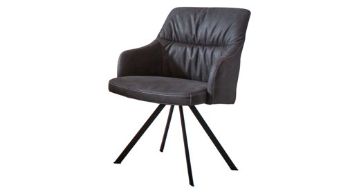 Vierfußstuhl WOODS & TRENDS aus Stoff in Anthrazit WOODS & TRENDS Vintage-Dining - Armlehnstuhl 2442 mit Drehfunktion anthrazitfarbene Mikrofaser Texel & schwarzes Eisen