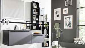 Möbelbeleuchtung Interliving aus Metall in Schwarz Interliving Bad Serie 7317 – Zubehör-Set Sign Emotion mattschwarzes Metall & LED-Beleuchtung