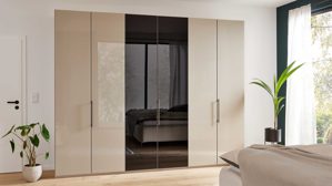 Kleiderschrank Interliving aus Holz in Hellgrau Interliving Kleiderschrank Serie 1205 – Kleiderschrank CJ3 Kieselgrau & Schiefer – sechs Türen, Breite ca. 300 cm