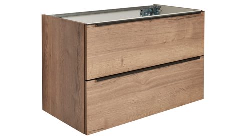 Waschtisch-Set / Waschbecken-Set Interliving aus Holz in Holzfarben Interliving Bad Serie 7402 – Waschtisch mit Unterschrank Havanna Eiche – Breite ca. 90 cm