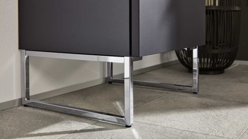 Waschtisch-Set / Waschbecken-Set Interliving aus Holz in Schwarz Interliving Bad Serie 7961 - Waschtischkombination graphitschwarzes Lacklaminat & weiße Keramik