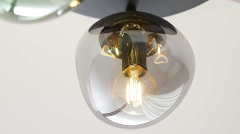 Deckenleuchte Interliving aus Glas in Mehrfarbig Interliving Leuchten Serie 9350 - Deckenlampe Glas in Amber, Grün & Rauch - Durchmesser ca. 39 cm