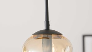 Pendelleuchte Interliving aus Glas in Mehrfarbig Interliving Leuchten Serie 9350 - Hängelampe Glas in Amber, Grün & Rauch - sechs Lampenschirme