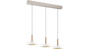 Pendelleuchte Interliving aus Metall in Hellgrau Interliving Leuchten Serie 9351 - Hängelampe warmgraues & kaffeefarbenes Metall - drei Lampenschirme