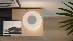 Tischleuchte Interliving aus Metall in Hellgrau Interliving Leuchten Serie 9351 - Tischlampe warmgraues & kaffeefarbenes Metall - Höhe ca. 35 cm