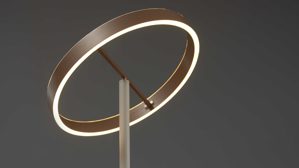 Stehleuchte Interliving aus Metall in Hellgrau Interliving Leuchten Serie 9352 - Stehlampe mit Leselicht warmgraues & kaffeefarbenes Metall - Höhe ca. 180 cm