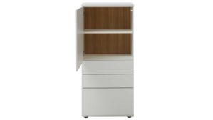 Highboard Interliving aus Holz in Weiß Interliving Wohnzimmer Serie 2031 - Highboardkombination Tonweiß - dreiteilig, Breite ca. 180 cm